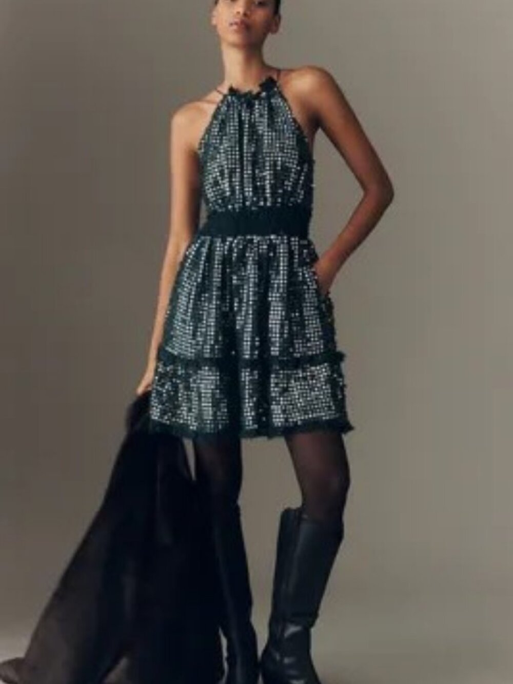 Anthropologie Somerset High Neck Sequin Dress